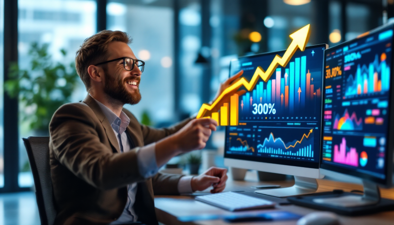 Gráfico de crescimento comercial e previsibilidade
